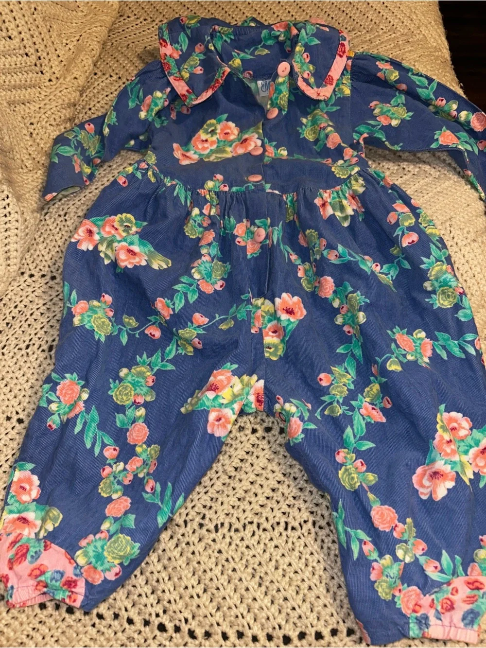Vintage floral corduroy romper